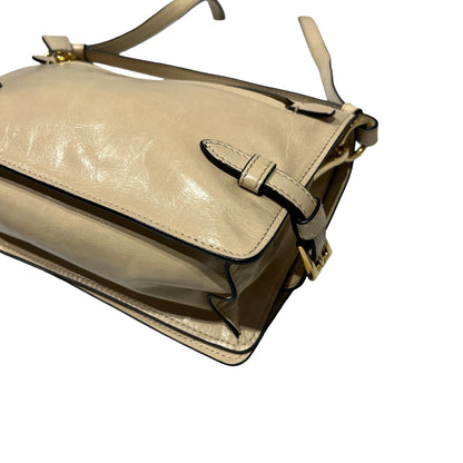 Used PRADA Lambskin Leather Shoulder Bag Beige