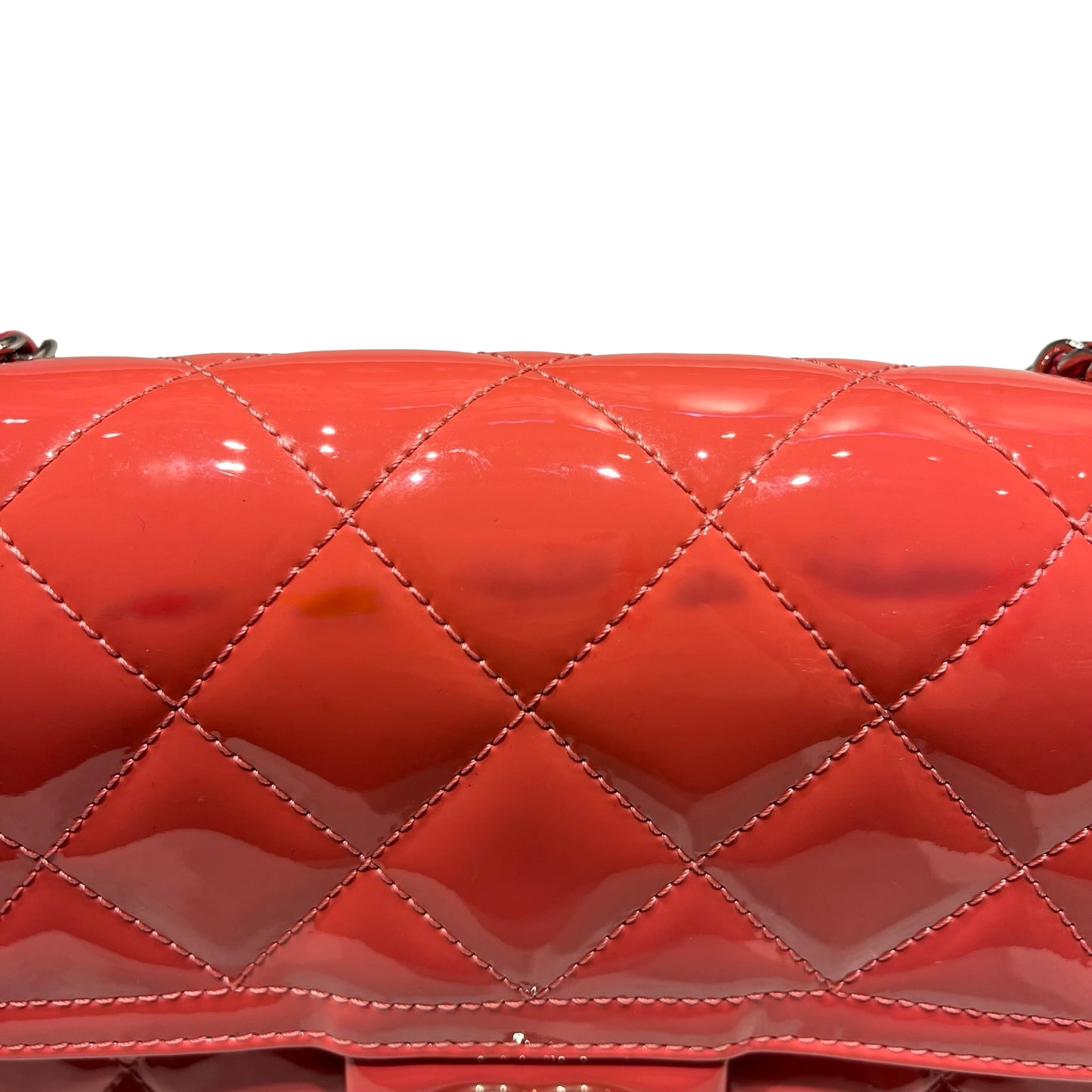 Used Chanel Patent Leather Flap Shoulder Bag PHW Pink