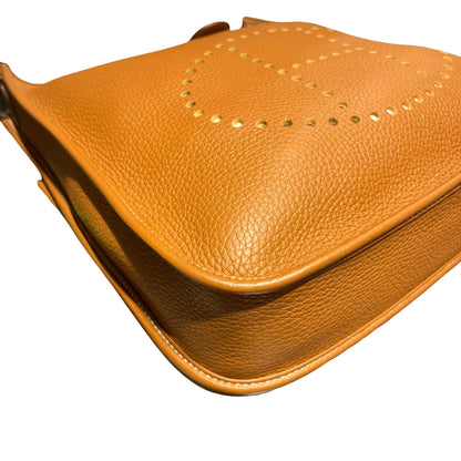 Used HERMÈS Clemence leather Evelyne Shoulder Bag Brown PHW