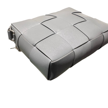 Used Bottega Veneta Calfskin Leather BV Cassette Camera Cross Body Bag Gray PHW