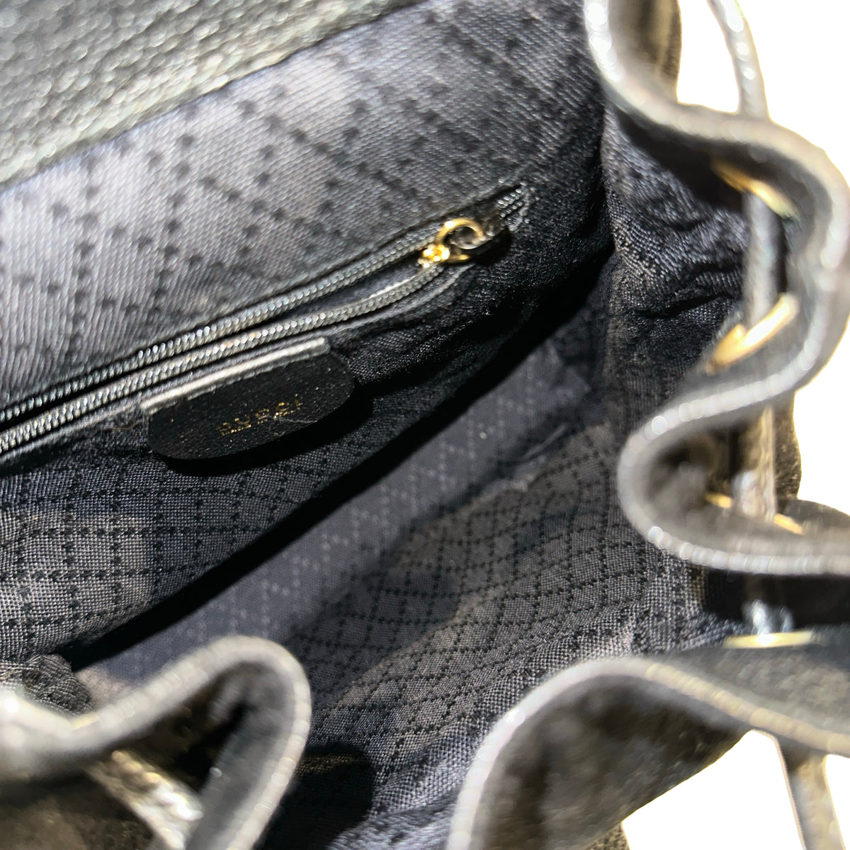 Used GUCCI Suede Leather Bamboo Bamboo Suede Backpack Backpack Black