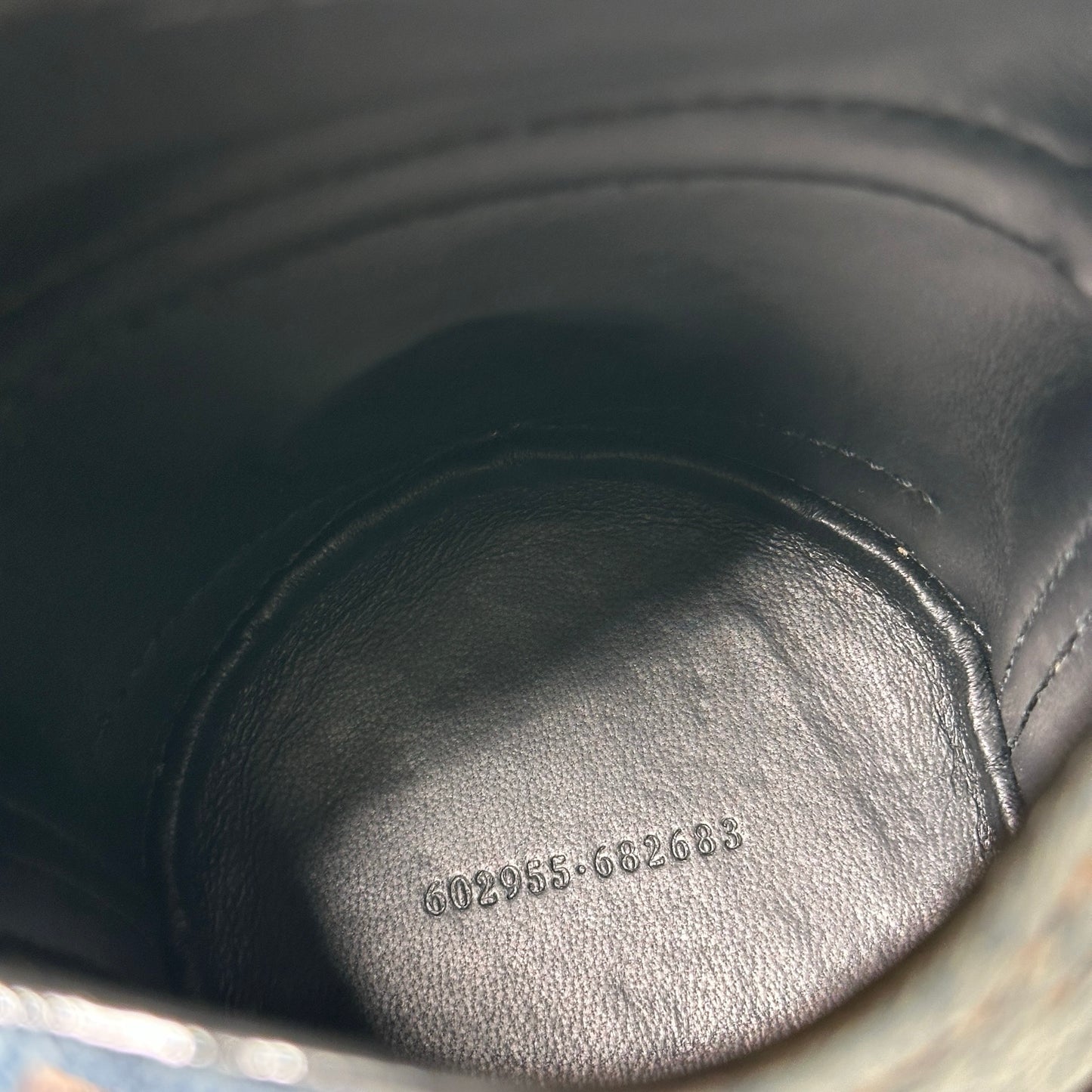 Used ALEXANDER MCQUEEN Denim Leather The Curve Shoulder Bag Navy Blue Black