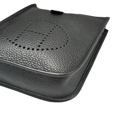 New HERMÈS MINI EVELYNE Cross Body Bag Black PHW