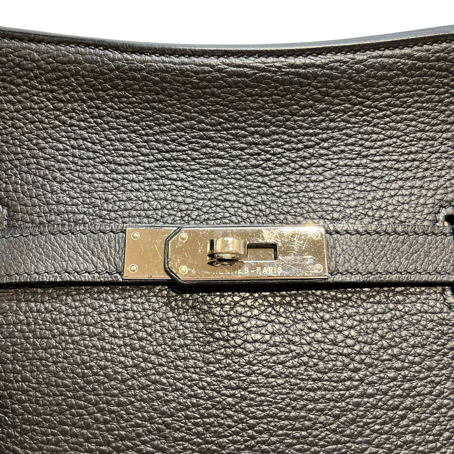 Used HERMÈS Calfskin Leather Jypsieve 28 Shoulder Bag Black PHW