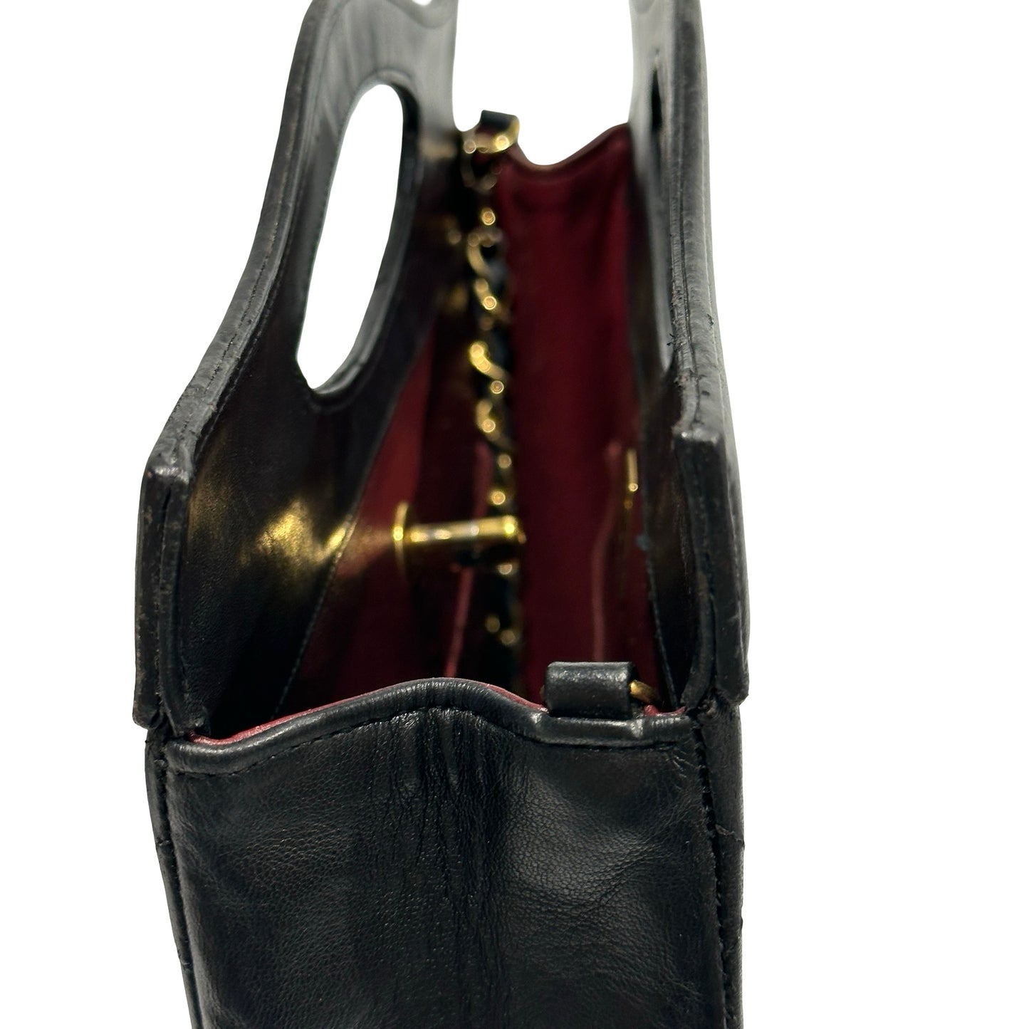 Used CHANEL Calfskin Leather Vintage 31 Handbag Black GHW