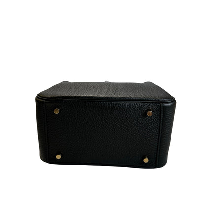 Brand New HERMES Leather Mini Lindy Handbag Black GHW