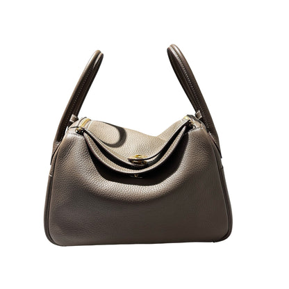 Used HERMÈS Lindy 26 Handbag Etoupe (18) GHW
