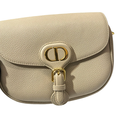 Used DIOR Calfskin Leather Bobby Cross Body Bag Beige GHW