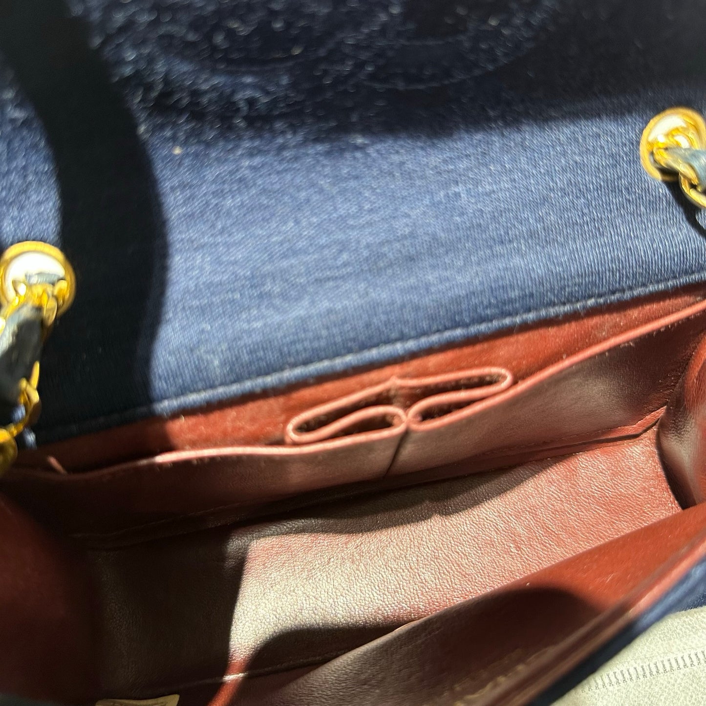 Used CHANEL Flap Cross Body Bag Navy Blue GHW