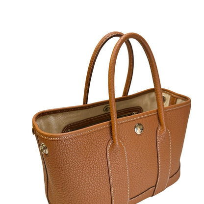 Used HERMES Leather Garden Party Tote Bag Brown
