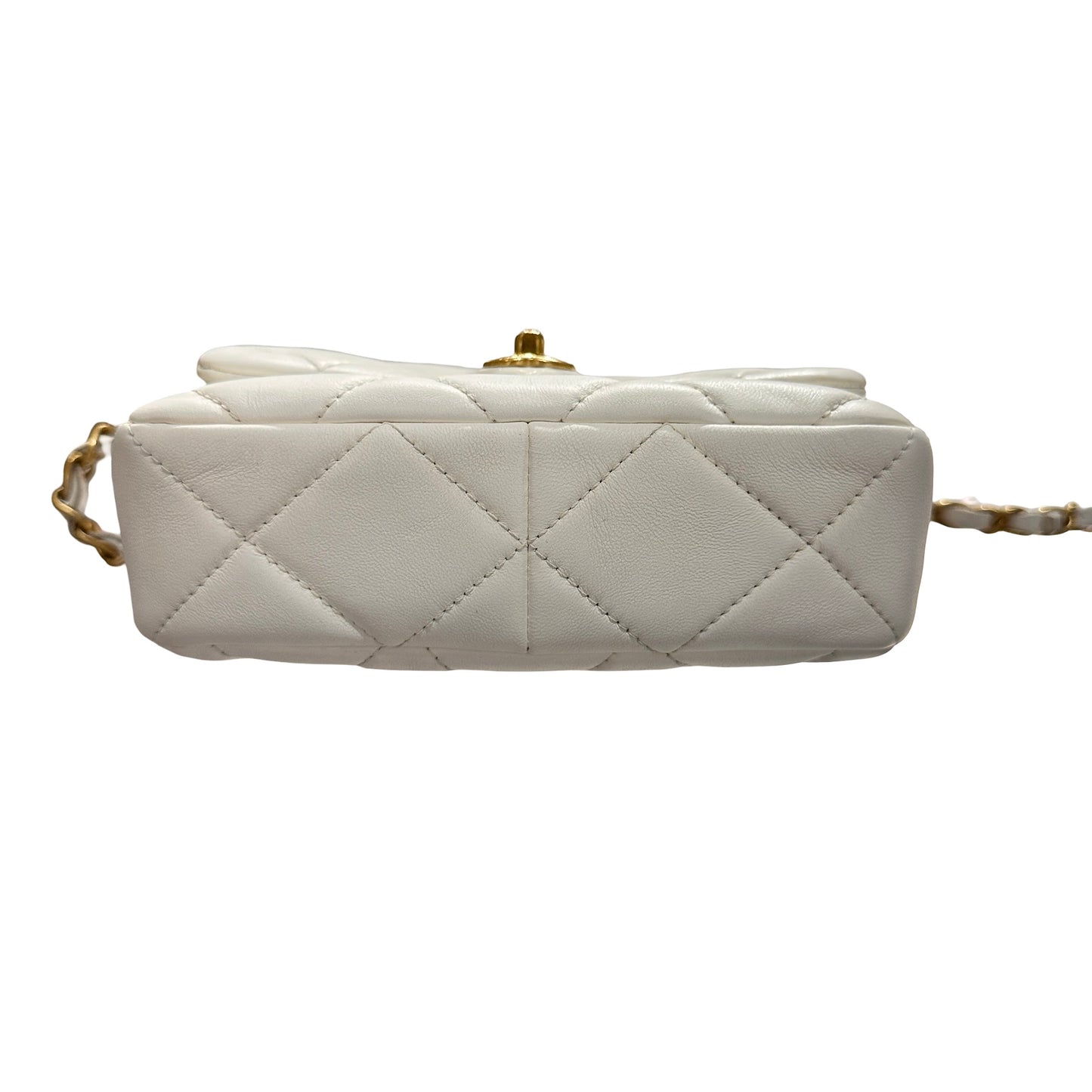 Used CHANEL 23S HEART CLASSIC FLAP Cross Body Bag White GHW