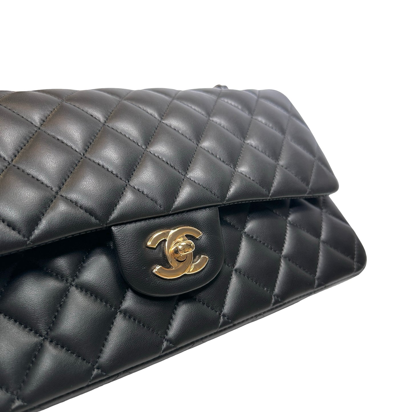 Used CHANEL Lambskin CF 25 Clambskin Chain Shoulder Bag Black
