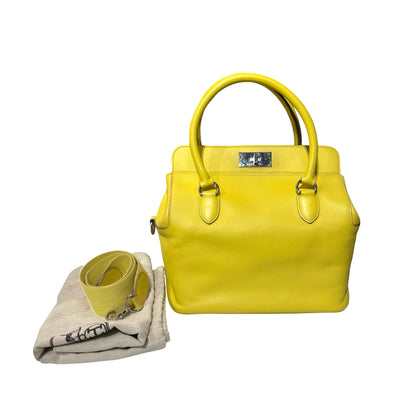 Used HERMÈS TOOL BOX 26 Two Way Shoulder YELLOW PHW Two Way Shoulder Bag