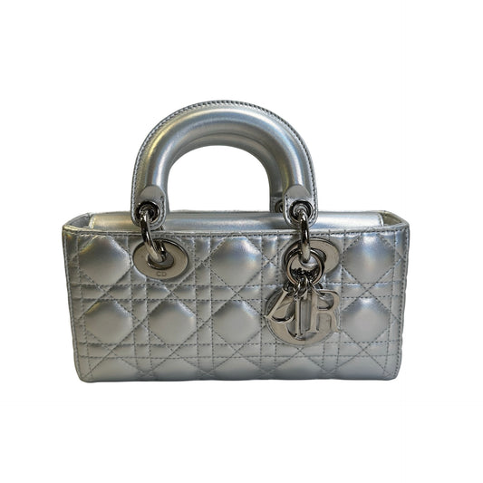 Used DIOR Cannage Lady D-Joy Handbag Silver