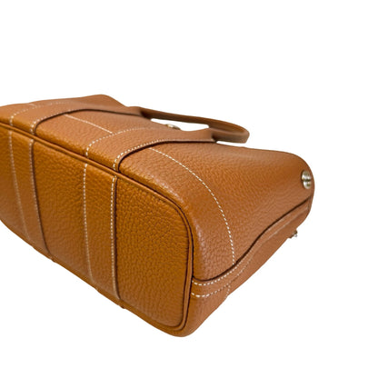 Used HERMES Leather Garden Party Tote Bag Brown