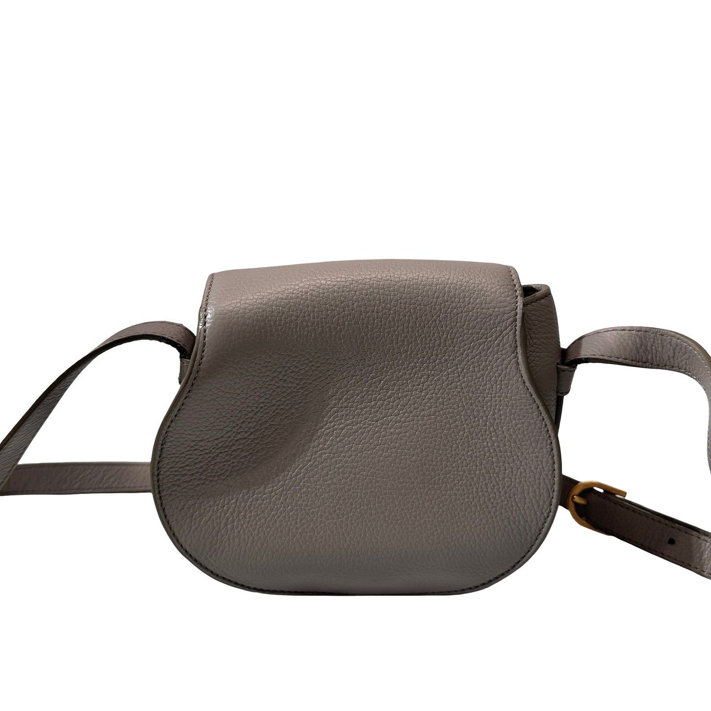 Used CHLOE Grained Calfskin Cross body bag Saddle Bag Grey