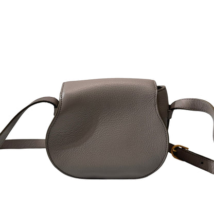 Used CHLOE Grained Calfskin Cross body bag Saddle Bag Grey