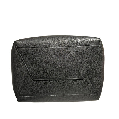 Used CÉLINE Calfskin Leather Sangle Shoulder Bag Black GHW