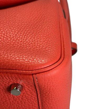 Used HERMES Clemence Lindy Handbag Pink