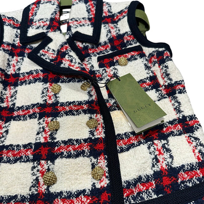 Unused GUCCI Tweed Vest Jacket White Red Blue