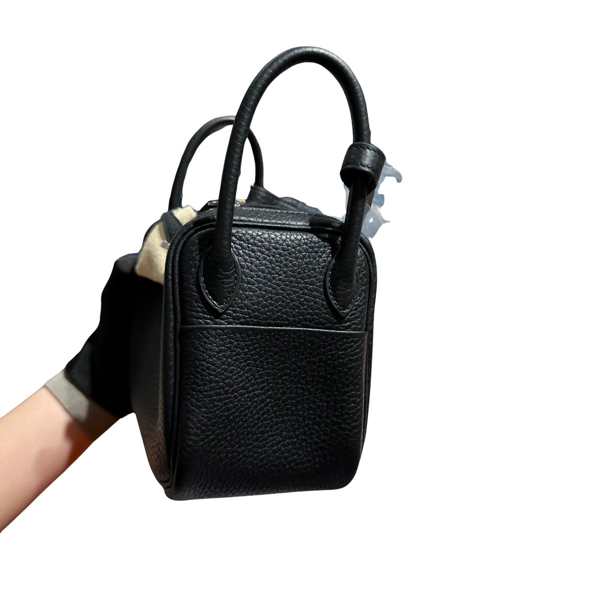 Brand New HERMES Clemence Leather Lindy Mini Handbag Black