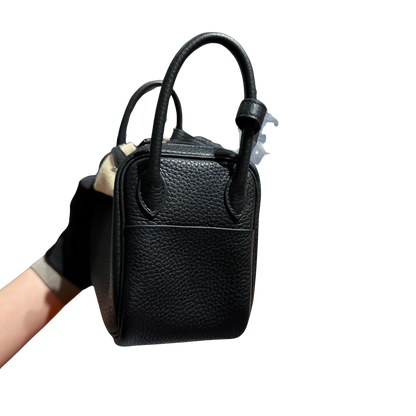 Brand New HERMES Clemence Leather Lindy Mini Handbag Black