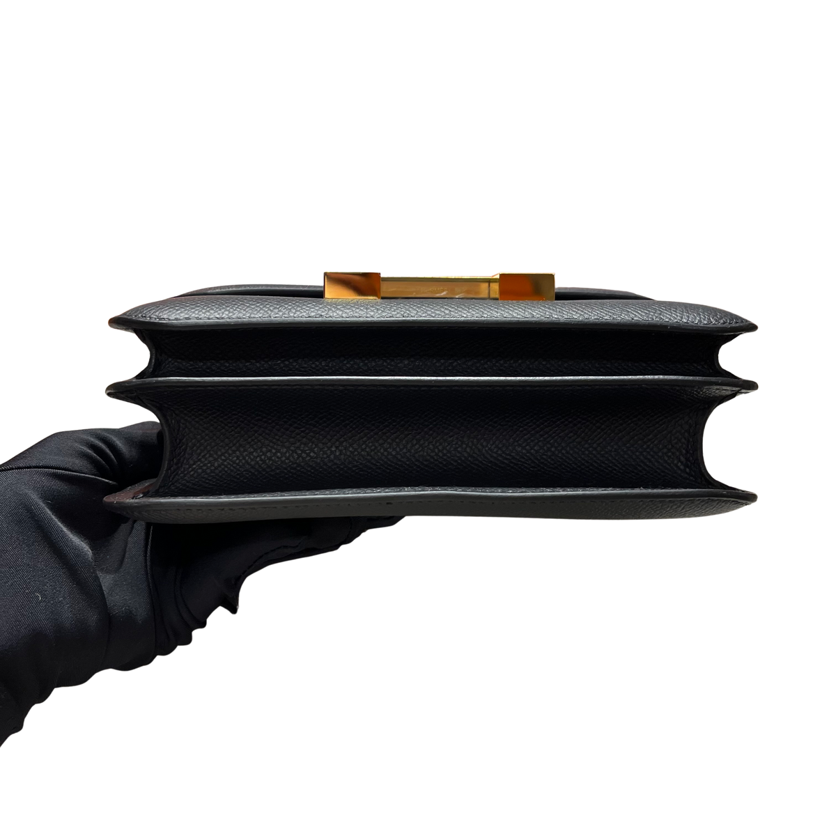 Brand New HERMES Epsom Constance Shoulder Bag Black Gold