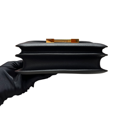 Brand New HERMES Epsom Constance Shoulder Bag Black Gold
