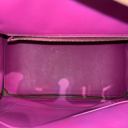 Used Hermès Calfskin Leather Birkin 35 Tote Bag GHW Purple