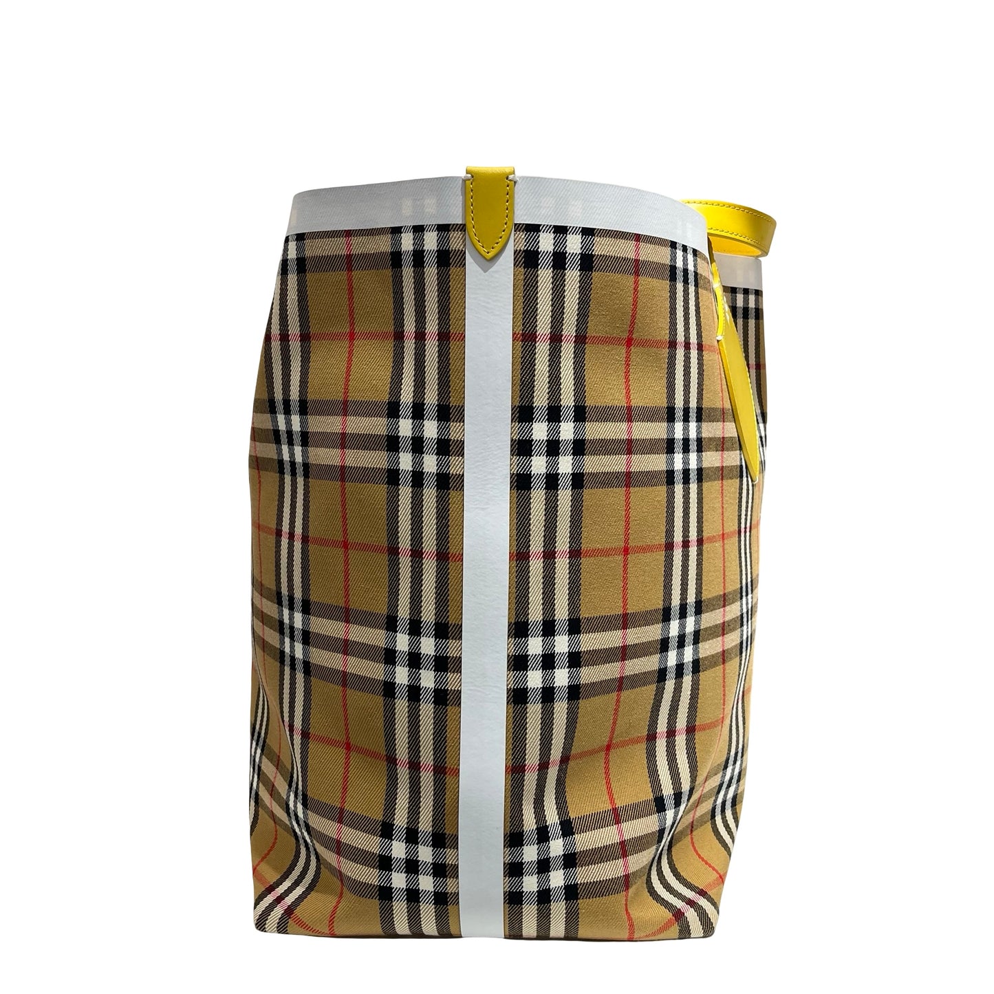 Used BURBERRY Canvas Large Tote Shopper Yellow White Shopper Bag