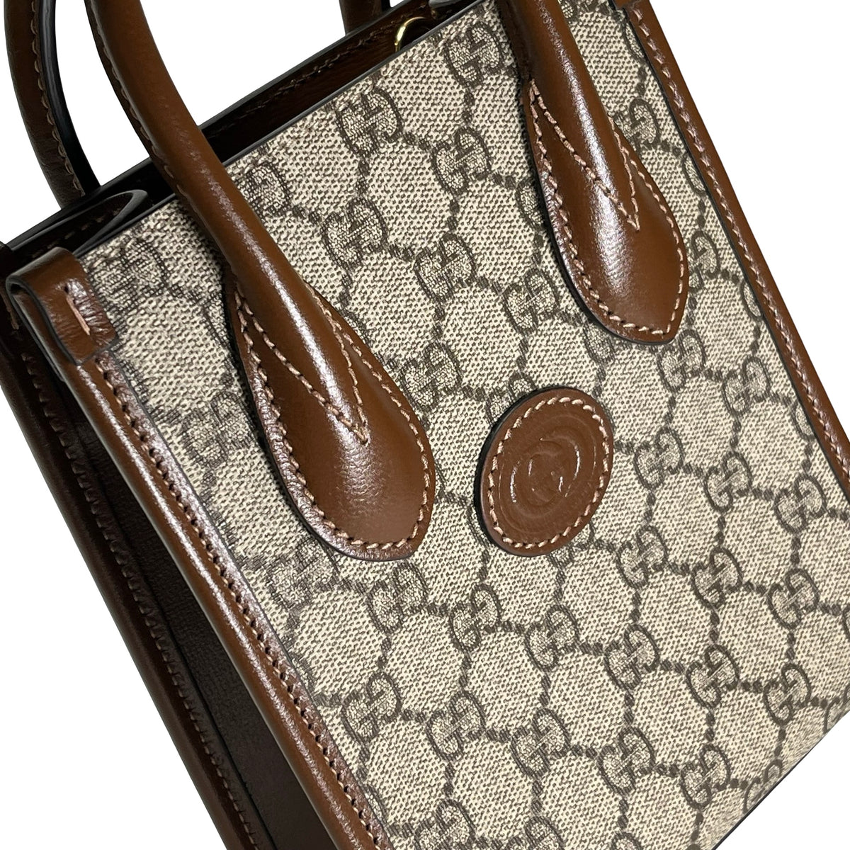 Used GUCCI GG Supreme Interlocking G Mini Tote Bag Tote Bag Beige Brown
