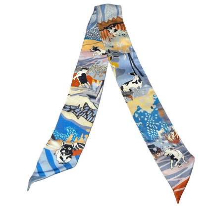 Used HERMÈS Twilly Puppy Accessories Blue Orange (93)