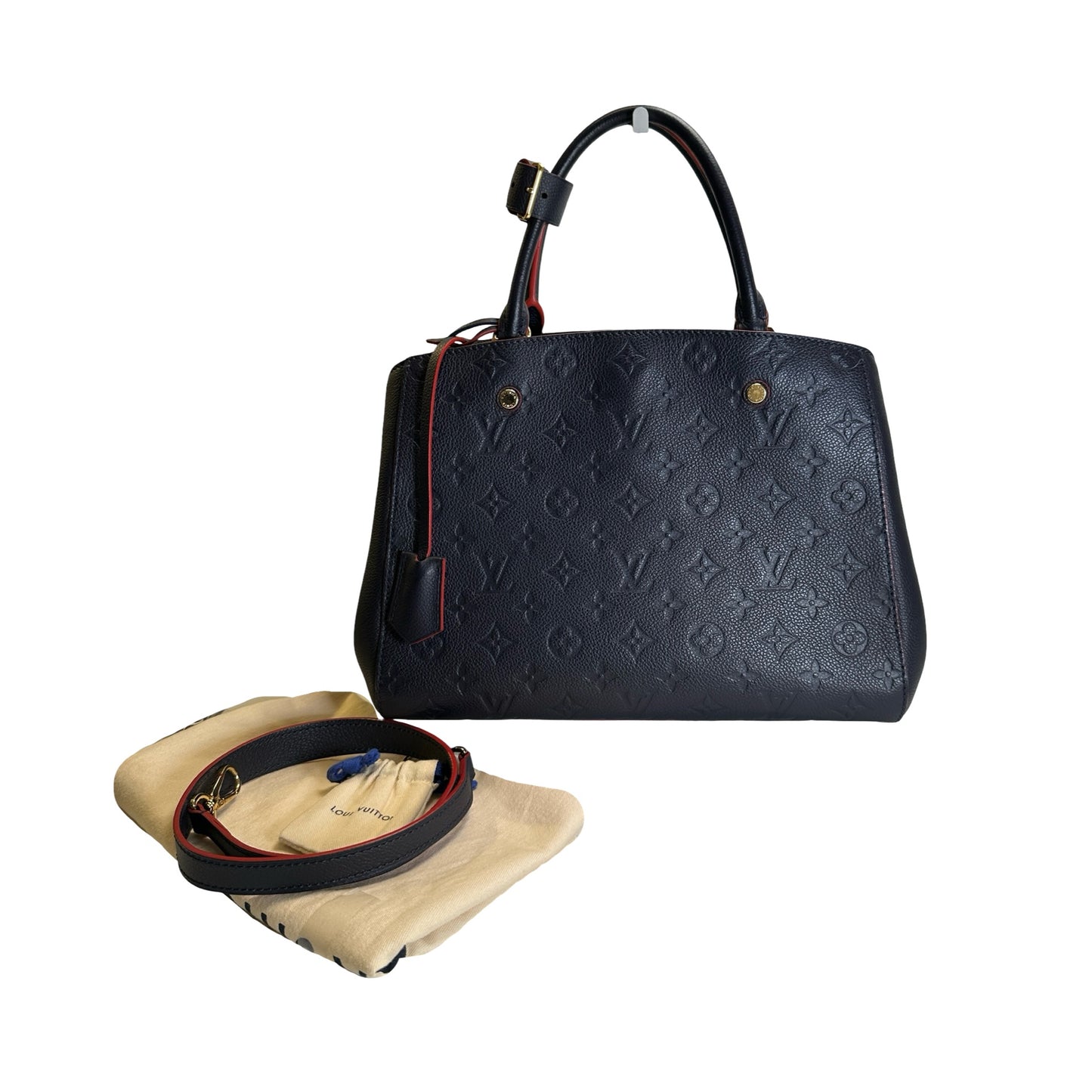 Used LOUIS VUITTON Monogram Empreinte Montaigne Handbag Black Red