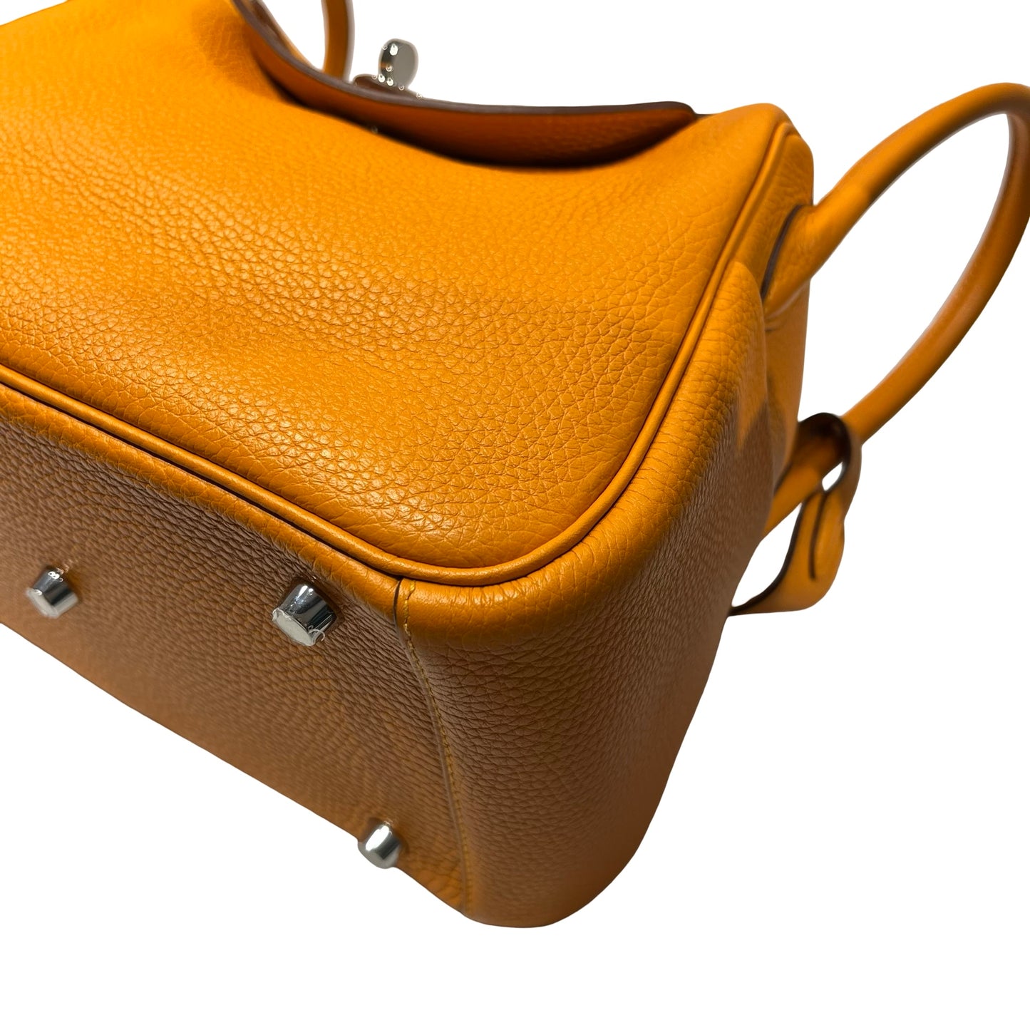 Used HERMÈS Clemence leather Lindy 26 Cross Body Bag PHW Orange (93)