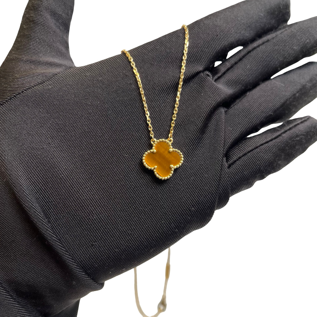 Used VAN CLEEF & ARPELS Tiger's Eye Vintage Alhambra Necklace Gold Brown