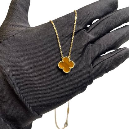 Used VAN CLEEF & ARPELS Tiger's Eye Vintage Alhambra Necklace Gold Brown