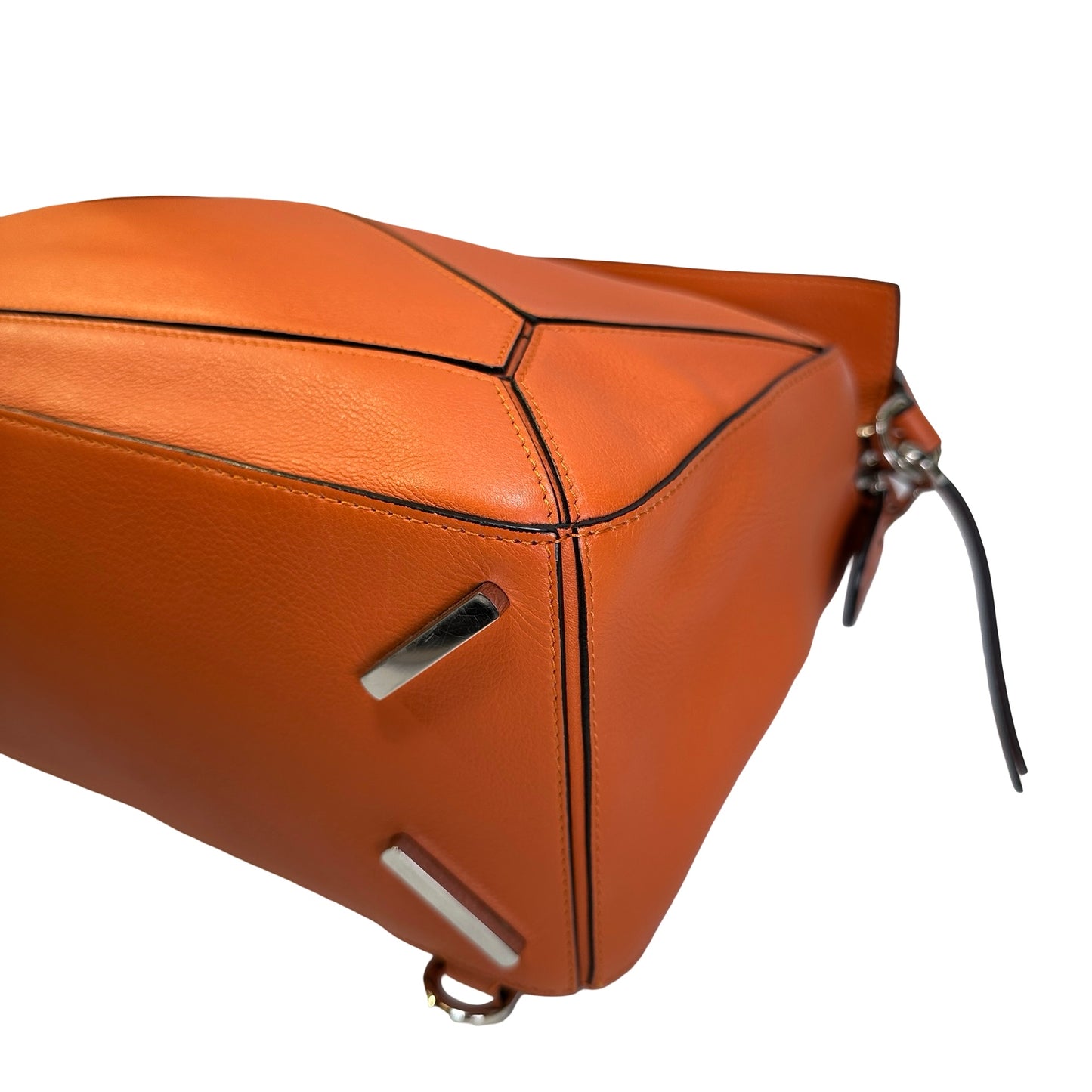 Used LOEWE Leather Puzzle Bag Handbag Orange