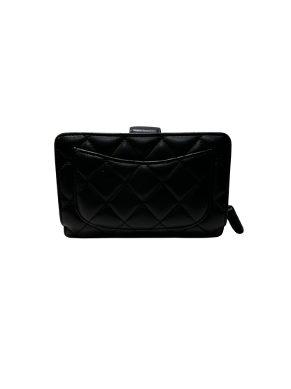 CHANEL Matelasse Lambskin Matelasse Long Wallet Black