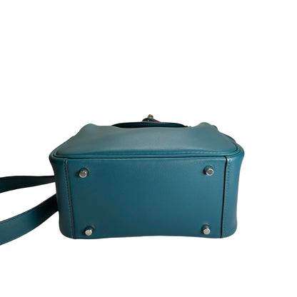 Used HERMES Leather Lindy Handbag Green