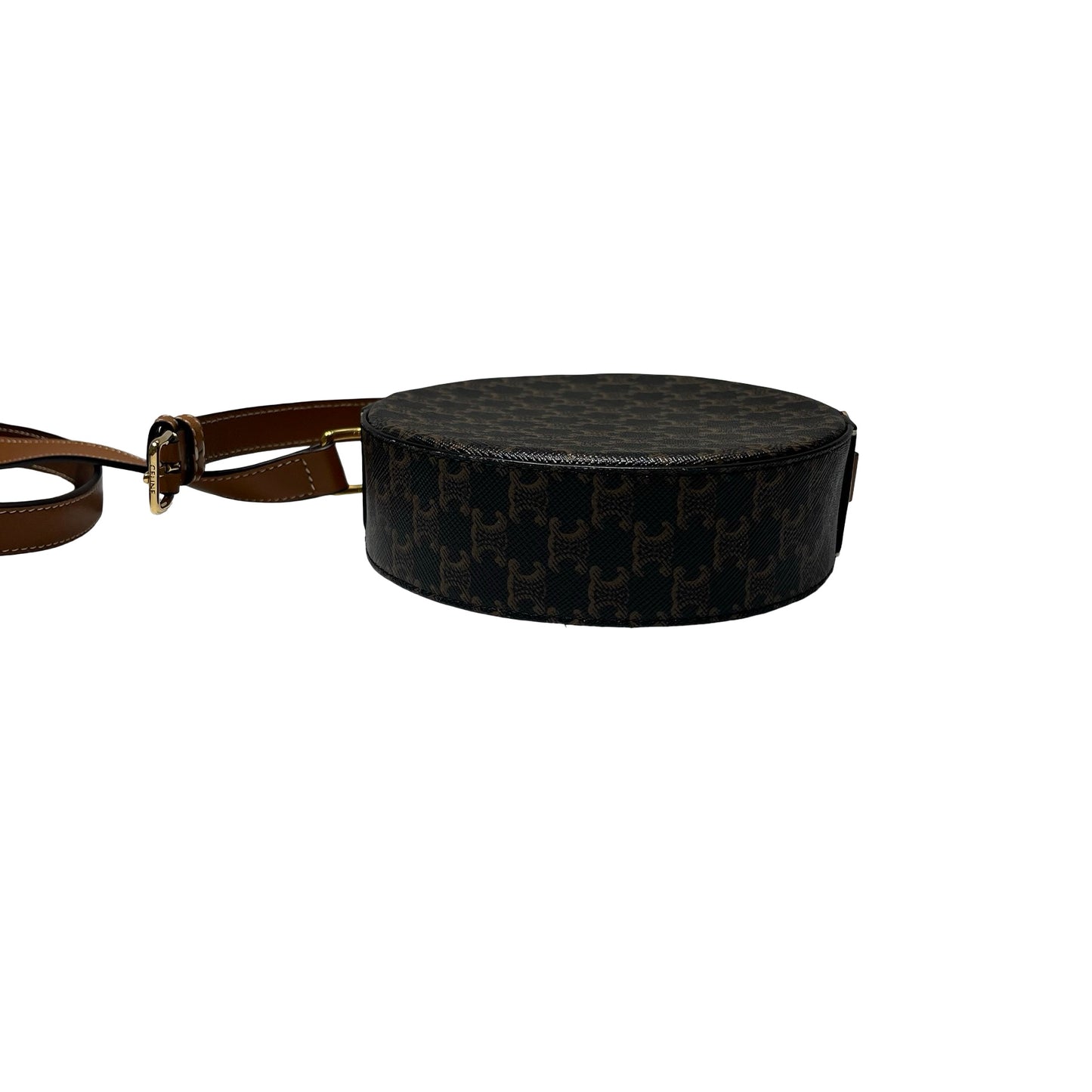Used CÉLINE Canvas Cross Body Bag Brown GHW