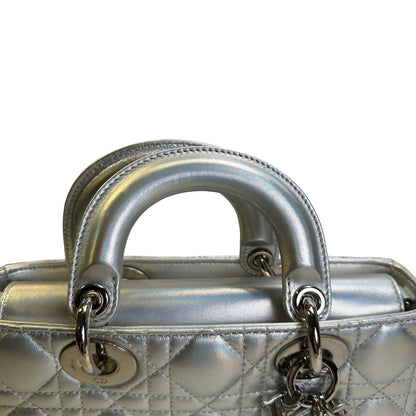 Used DIOR Cannage Lady D-Joy Handbag Silver