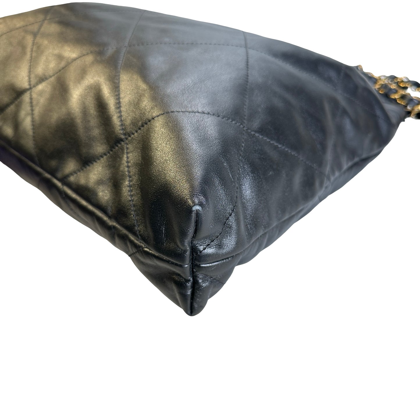 Used CHANEL Quilted Calfskin Chanel 22 Shoulder Bag Black Gold