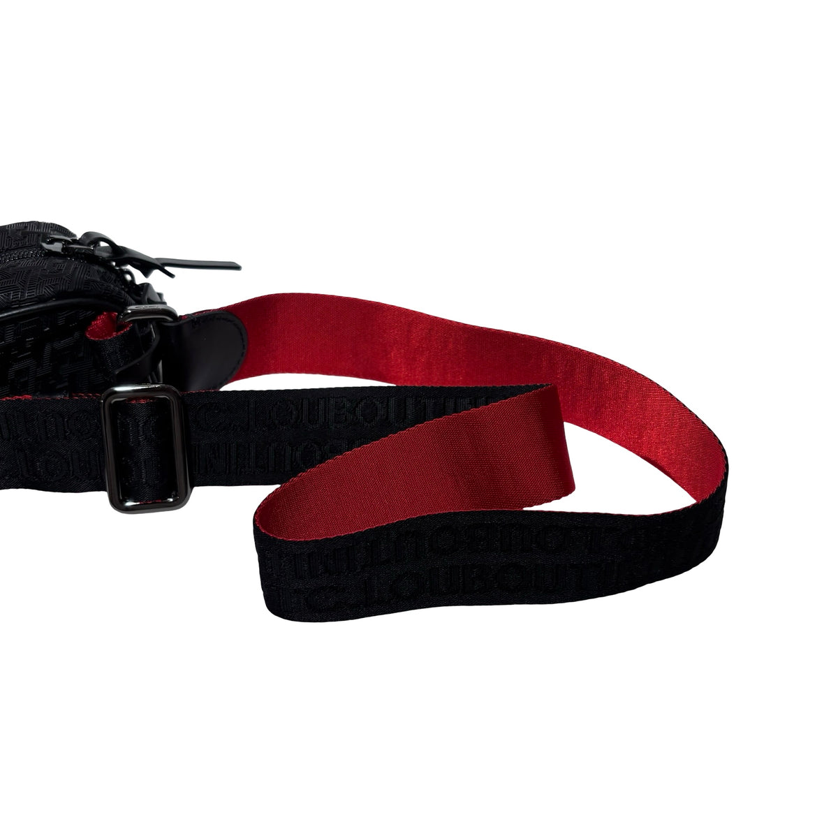 Used CHRISTIAN LOUBOUTIN Logo Textured ParisNYC Belt bag Black Red Silver