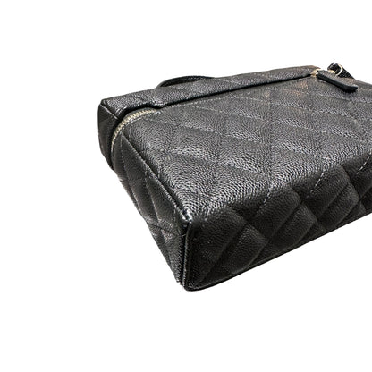 Used CHANEL Caviar Leather LP Vanity Case Cross Body Bag Black GHW