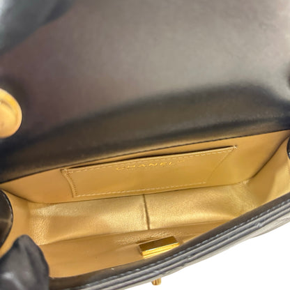 Unused CHANEL Mini flap 17cm Cross Body Bag Black GHW