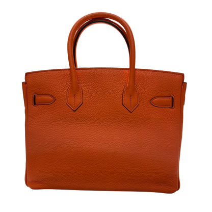 Used HERMES Togo Birkin Handbag Orange