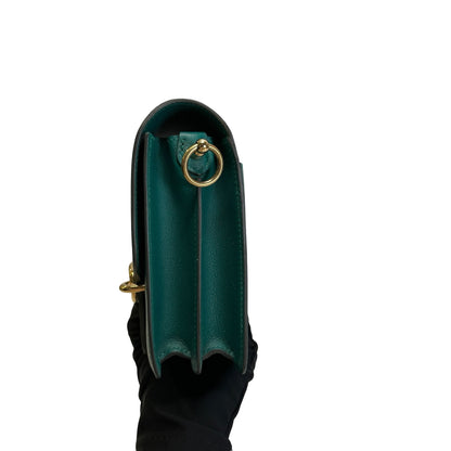 Used HERMES Clemence Mini Roulis Crossbody Bag Green Gold