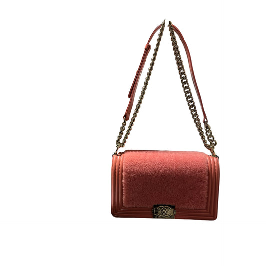 Used CHANEL Small Boy Chain Shoulder Bag Pink GHW