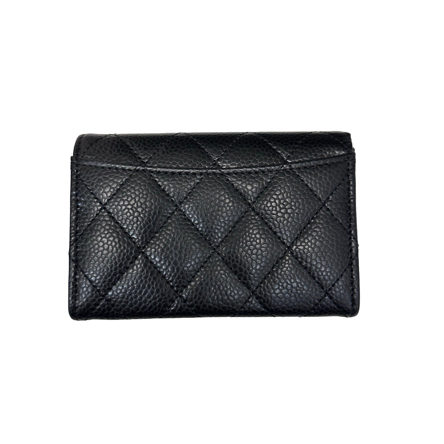 New CHANEL Calfskin Leather Wallet Black GHW
