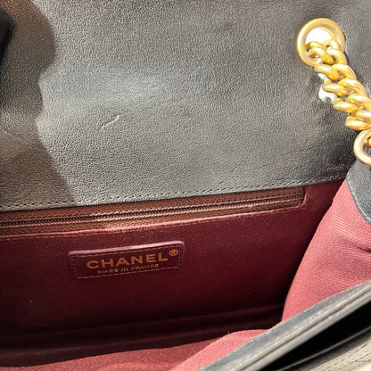 Used CHANEL Calfskin Leather Cross Body Cross Body Bag Black